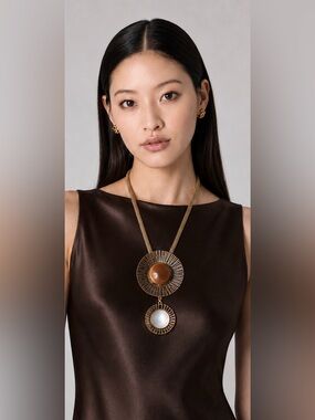 Tuleste Double Sunburst Pendant Necklace